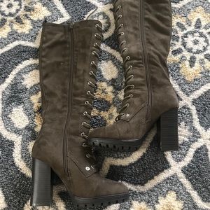Lace up / zip heel boots